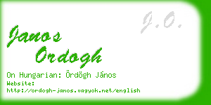 janos ordogh business card